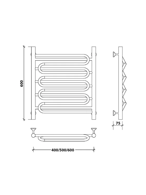 Водяной полотенцесушитель Secado Валенсия 3 из нержавеющей стали