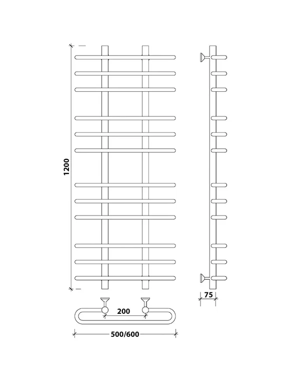 Водяной полотенцесушитель Secado Венеция 3 из нержавеющей стали