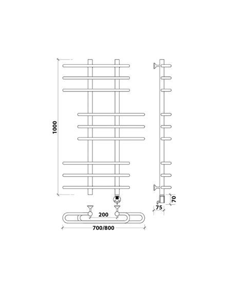 Электрический полотенцесушитель Secado Венеция 6 из нержавеющей стали