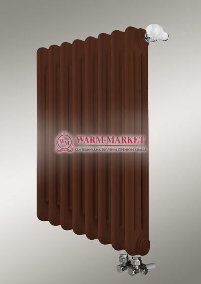Трубчатый радиатор Dia Norm 3037 трехтрубный с нижним правым/левым подключением коричневого цвета