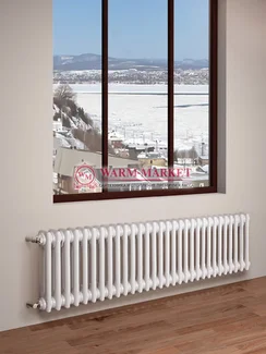 Трубчатый радиатор Purmo Delta 2057-30 секций, двухтрубный с боковым подключением.