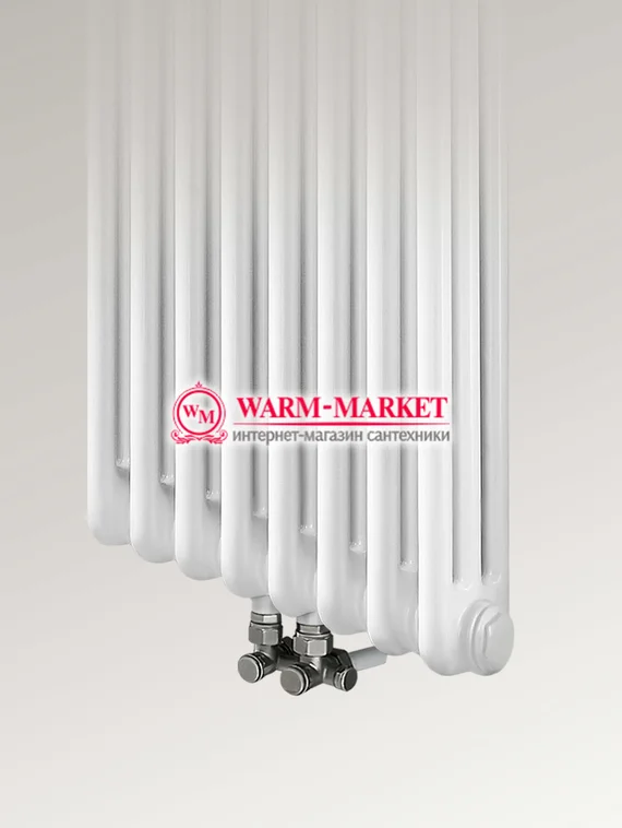 Вертикальный трубчатый радиатор, двухтрубный с нижним центральным подключением.