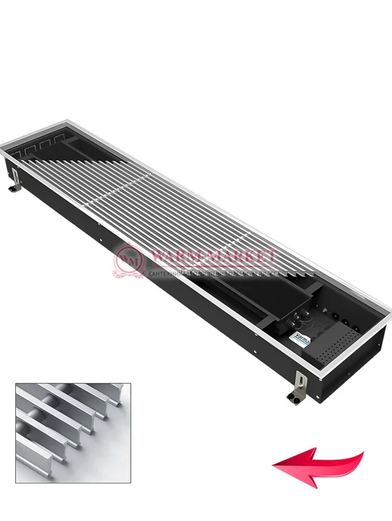 Конвектор внутрипольный Varmann Ntherm без вентилятора c алюминиевой решеткой натурального цвета