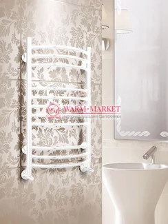 Forma White - белый полотенцесушитель шириной 400 мм, выпуклый вперед