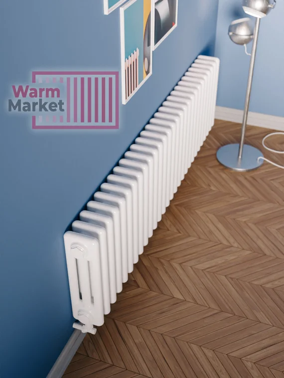 Трубчатый радиатор Solira 3020 N69 твв нижнее подключение с термостатикой, антрацит (RAL 7016)