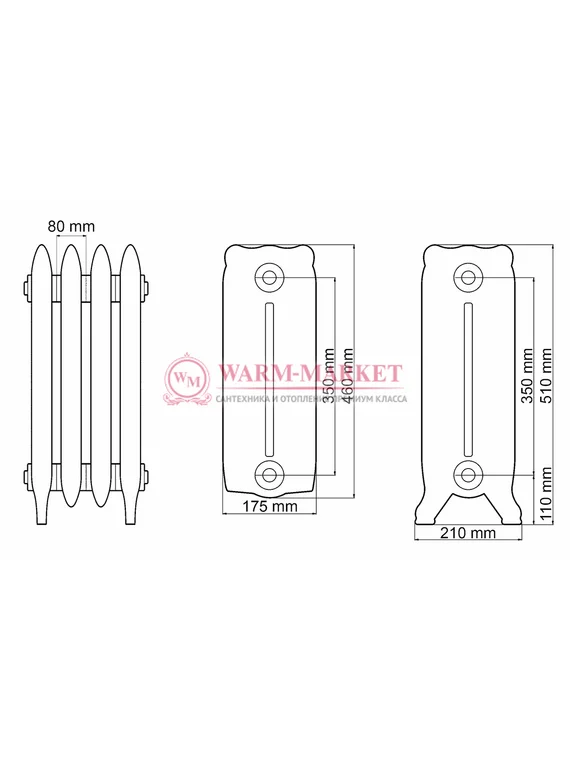 Чугунный радиатор Demir Dokum Nostalgia 350