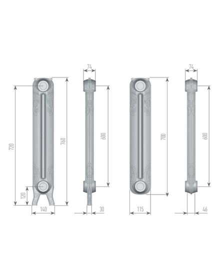 Exemet Rococo 600 - чугунный дизайн радиатор