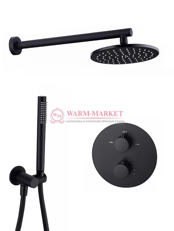 Душевой термостатический комплект Warmer Black Line Bl 400300-8D Termo