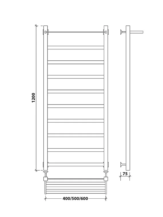 Электрический полотенцесушитель Secado Корсико 3 из нержавеющей стали, черный