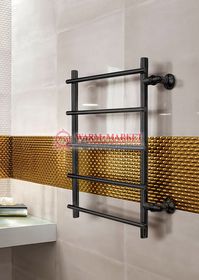 Quinta black  - черный полотенцесушитель с перекладинами внахлест, боковое подключение