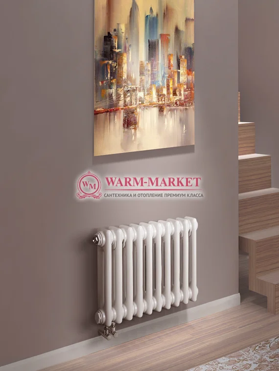 Трубчатый радиатор Purmo Delta 2057-10 секций, двухтрубный с нижним правым/левым подключением.