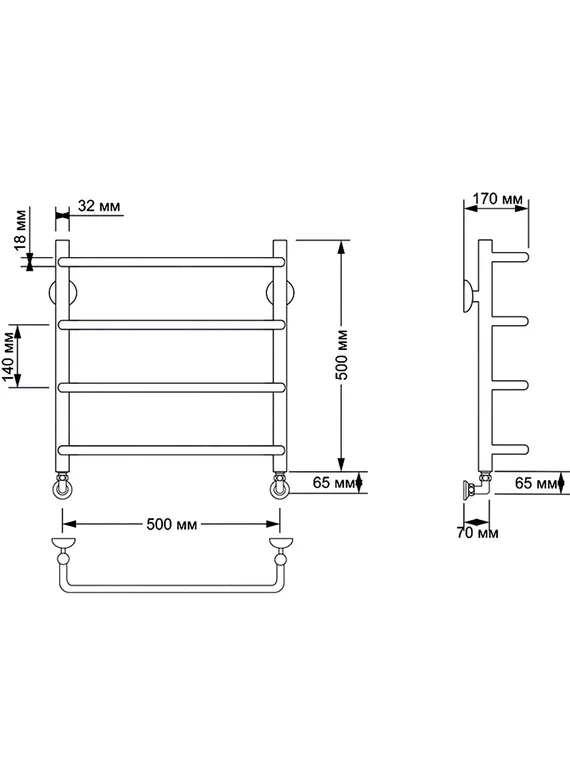 Электрический полотенцесушитель Secado Мерида 1 из латуни