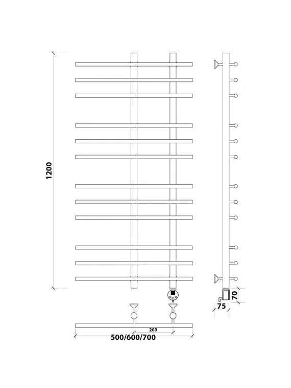 Электрический полотенцесушитель Secado Турин 3 из нержавеющей стали