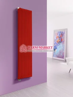 Трубчатый вертикальный радиатор Dia Norm 2180 двухтрубный нижнее правое/левое подключение  красного цвета