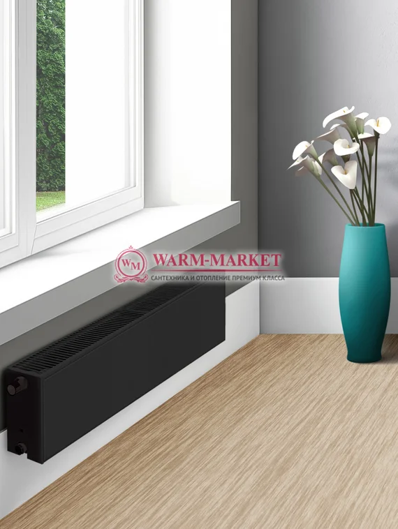 Dia Norm Plan Compact FC 11, высотой 300 мм - гладкий панельный радиатор с боковым подключением черный