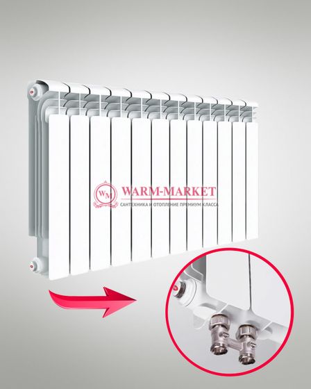 Rifar Alum VR Ral 500 - цветной алюминиевый радиатор с нижним правым подключением