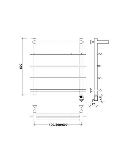 Электрический полотенцесушитель Secado Турин 1 КСП из нержавеющей стали