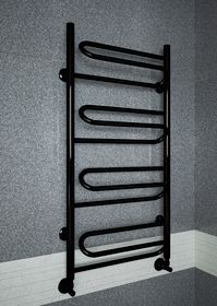 Upiter Black - черный полотенцесушитель с увеличенным пространством  для сушки.