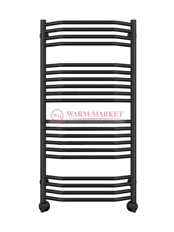 Виктория П20 - водяной полотенцесушитель, нижнее подключение, черный