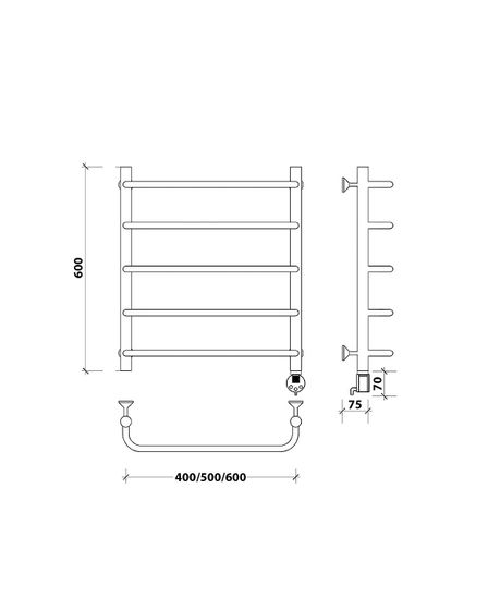 Электрический полотенцесушитель Secado Мерида 1 из нержавеющей стали