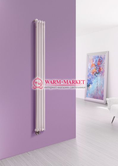 Вертикальный трубчатый радиатор Purmo Delta Lazerline 2180-4 секции, двухтрубный, нижнее правое/левое подключение с вентилем
