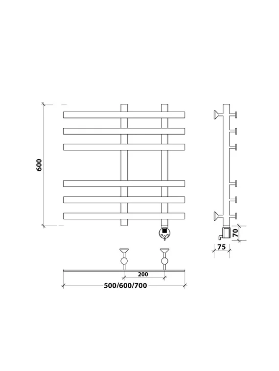 Электрический полотенцесушитель Secado Понтида 3 из нержавеющей стали