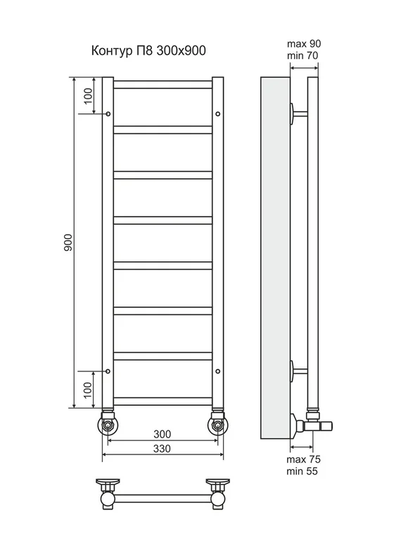 Контур П8-1 - электрический полотенцесушитель