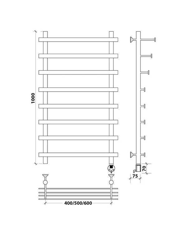 Электрический полотенцесушитель Secado Понтида 7 СП из нержавеющей стали