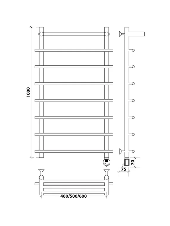 Электрический полотенцесушитель Secado Турин 1 СП из нержавеющей стали