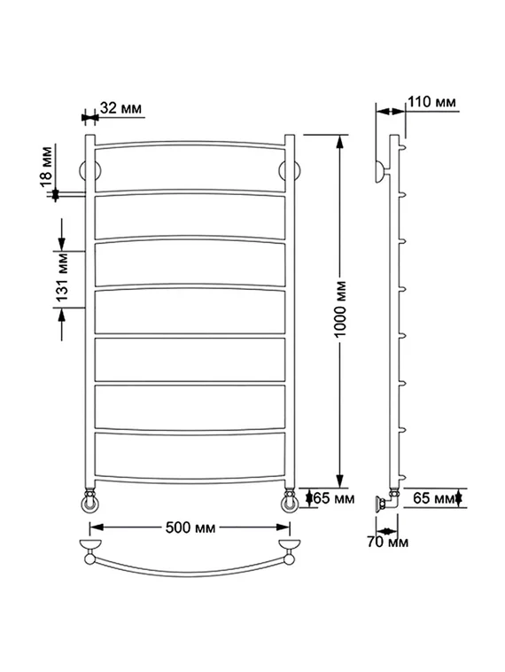 Водяной полотенцесушитель Secado Милан 1 из латуни