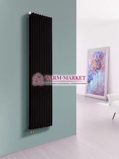 Трубчатый вертикальный радиатор Dia Norm 2180 двухтрубный нижнее правое/левое подключение с вентилем черного цвета