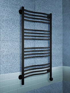 Fluid Black E - черный электрический полотенцесушитель слегка изогнутой формы