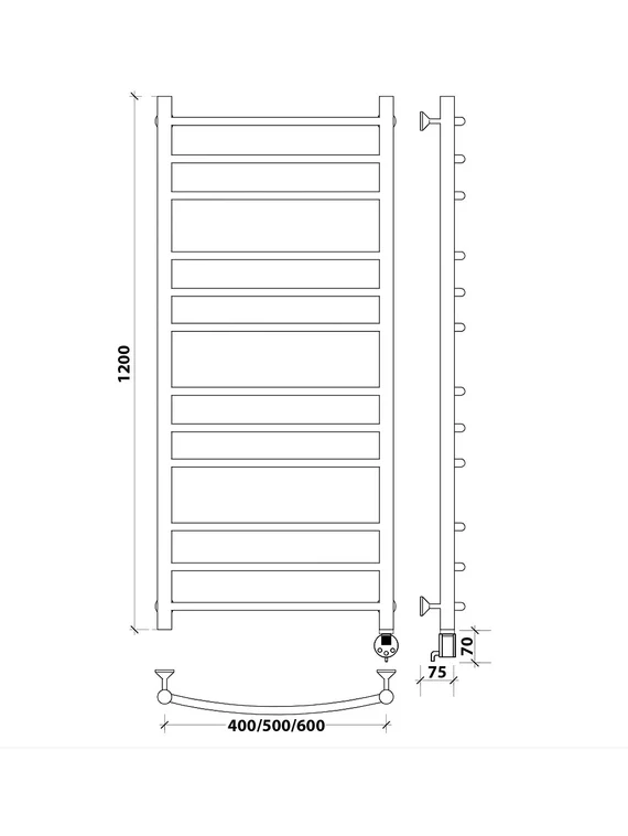Электрический полотенцесушитель Secado Милан 3 из нержавеющей стали