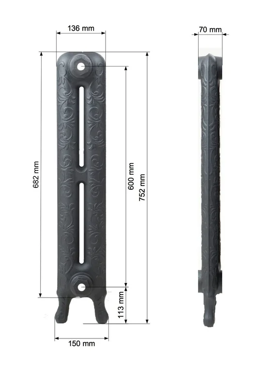 Guratec Jupiter 760/05 AntikSchwarz - чугунный дизайн радиатор