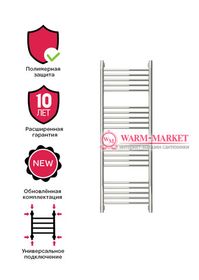 Mini 1200х400 - узкий полотенцесушитель из нержавеющей стали 400 мм. шириной