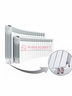 Rifar Alum Flex V 350 - алюминиевый радиусный радиатор с нижним подключением
