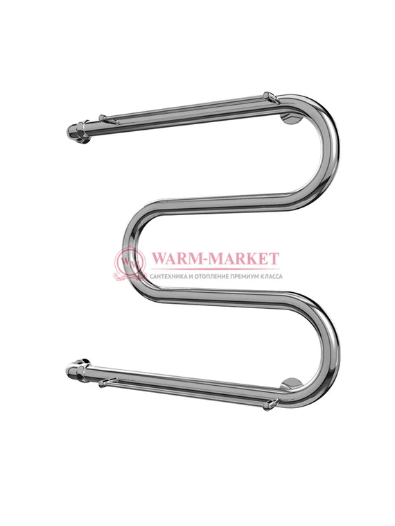 М-образный - водяной полотенцесушитель с полкой, боковое подключение, черный