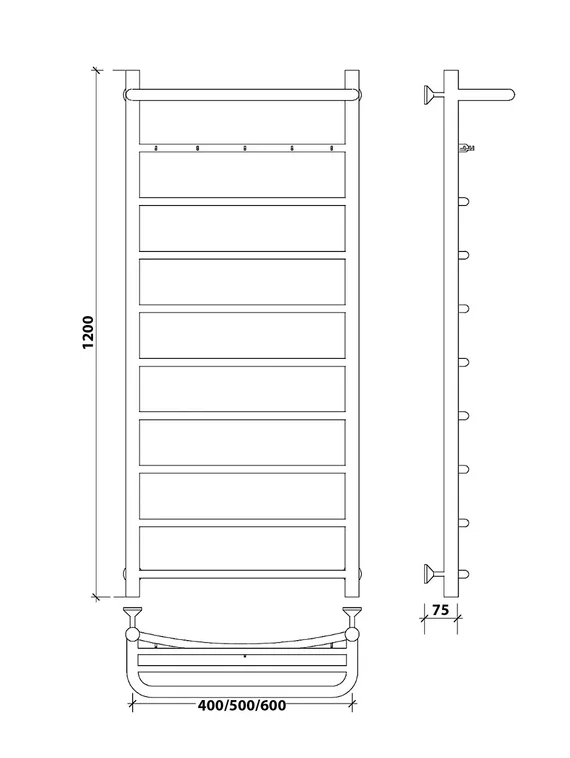 Водяной полотенцесушитель Secado Милан 1 КСП из нержавеющей стали
