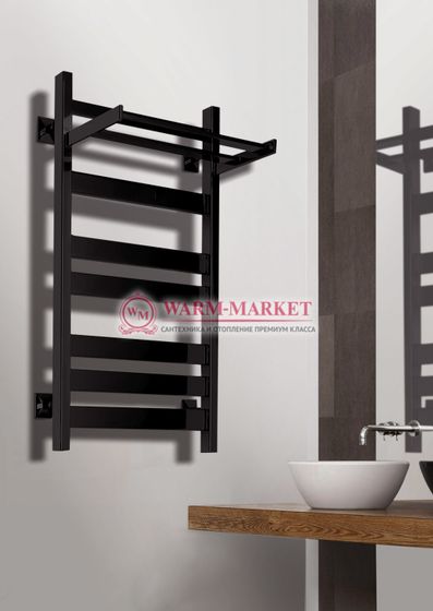 Quadro V 50+ полотенцесушитель из квадратного и прямоугольного профиля с полкой