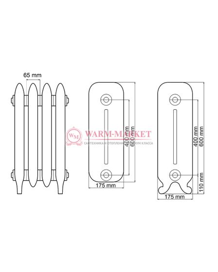 Чугунный радиатор Viadrus Dafne 400