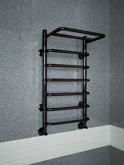 Polka Black - черный полотенцесушитель с греющей полкой.