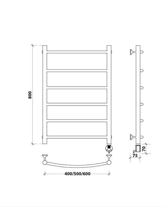 Электрический полотенцесушитель Secado Милан 1 из нержавеющей стали
