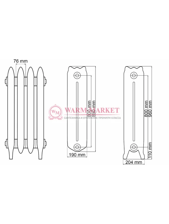 Чугунный радиатор Demir Dokum Historic 800