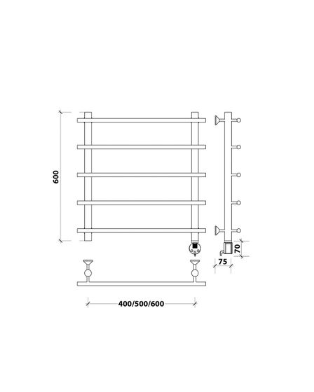 Электрический полотенцесушитель Secado Турин 1 из нержавеющей стали