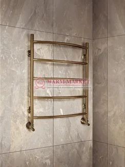 Warmer N Classic 500х500 - 5 перекладин полотенцесушитель с нижним подключением, античная бронза