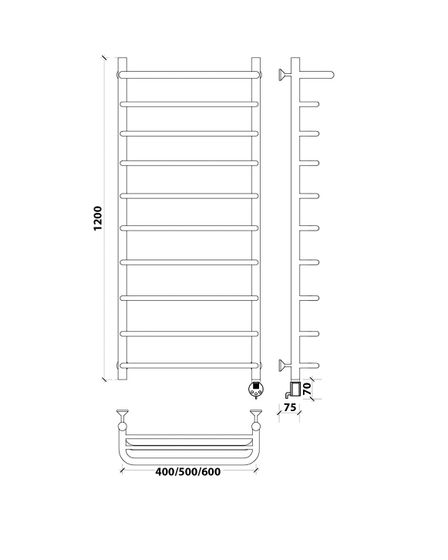 Электрический полотенцесушитель Secado Мерида 1 СП из нержавеющей стали