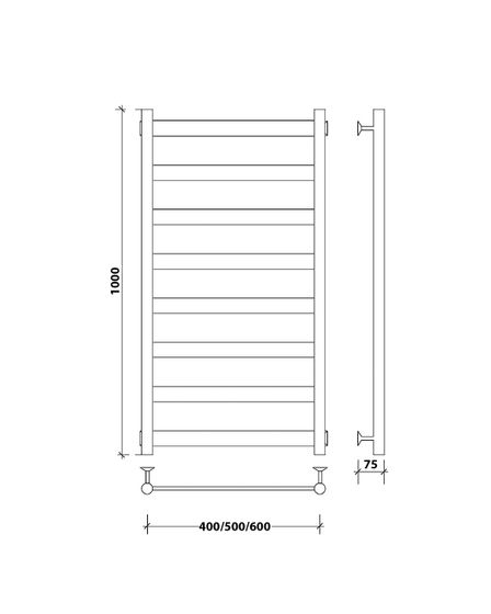 Водяной полотенцесушитель Secado Комано 2 из нержавеющей стали, черный