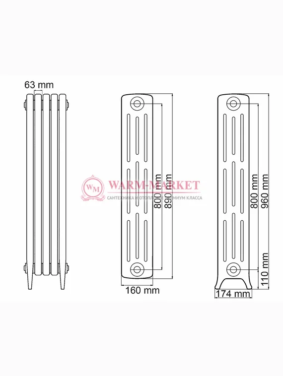 Чугунный радиатор Demir Dokum Tower 4096