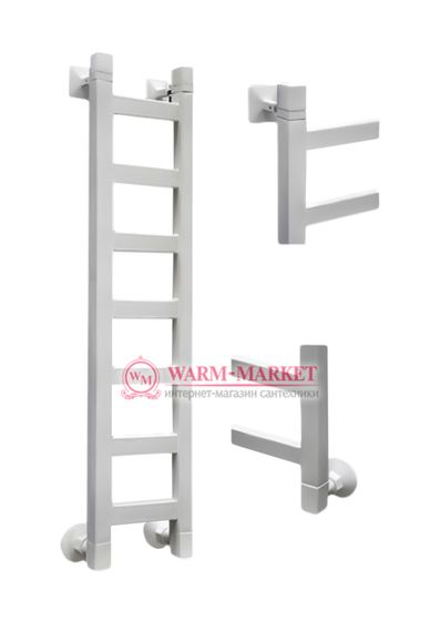 Quadro 1 1200х230 - узкий водяной полотенцесушитель из нержавеющей стали 230 мм. шириной белого цвета.