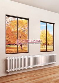 Трубчатый радиатор Purmo Delta 2057-38 секций, двухтрубный с нижним правым/левым подключением.